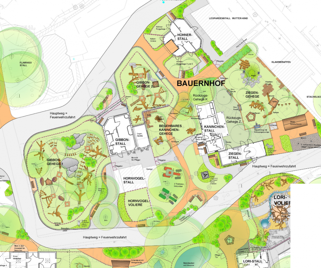 Landschaftsplan der neuen Anlage für Gibbons und des Bauernhofes im neuen Asien-Bereiches im Zoo Hoyerswerda.