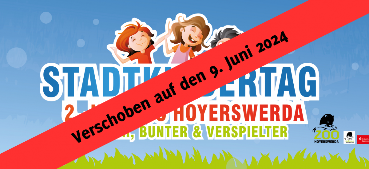 Werbebanner für den Stadtkindertag im Zoo Hoyerswerda