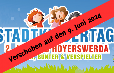 Werbebanner für den Stadtkindertag im Zoo Hoyerswerda