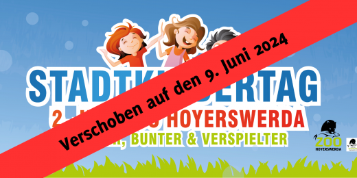 Werbebanner für den Stadtkindertag im Zoo Hoyerswerda