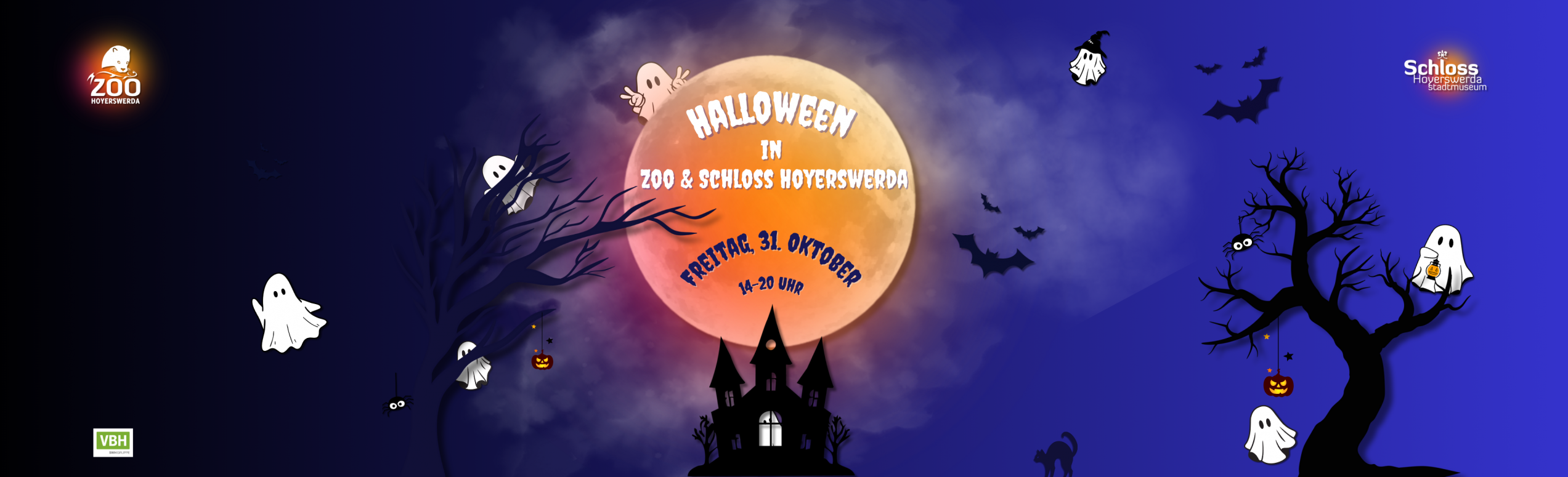 Das Bild zeigt eine Veranstaltungswerbung für Halloween im Zoo Hoyerswerda.