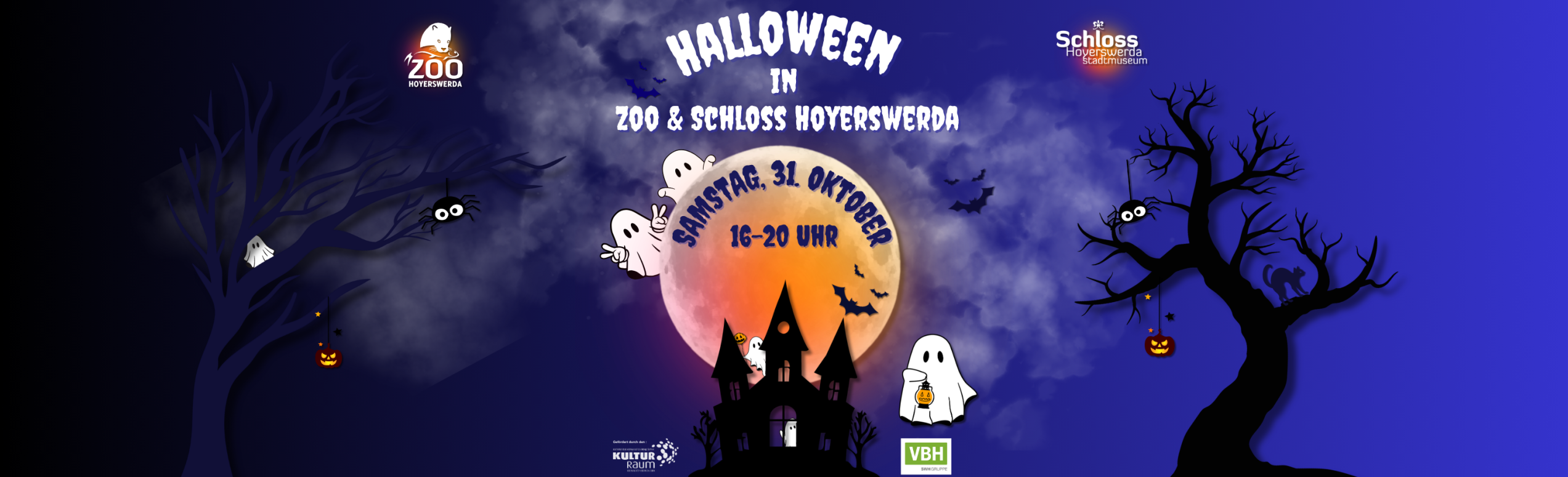 Das Bild zeigt eine Veranstaltungswerbung für den Halloween im Zoo Hoyerswerda.